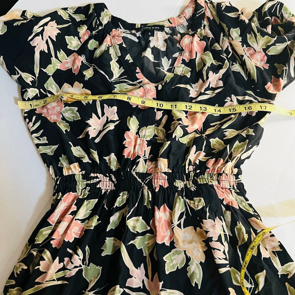 Yumi Kim Simone Floral Tiered Short Sleeve Dress Size S Small Brown Multi - Picture 6 of 8